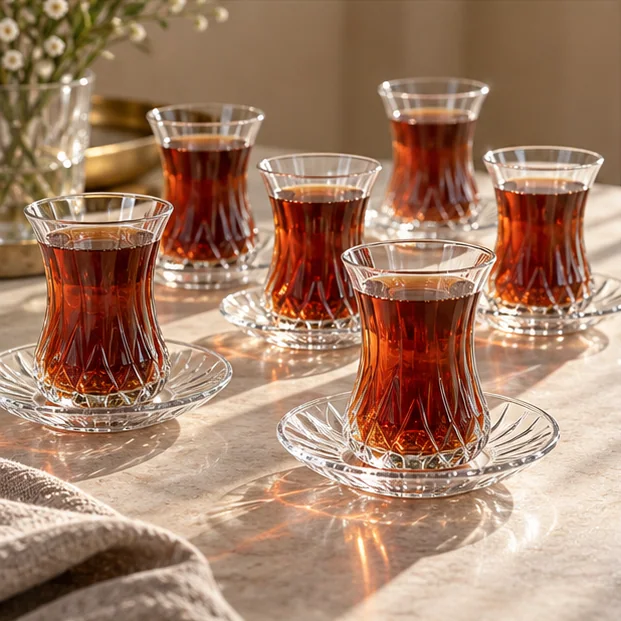 Kesme desenli cam bardaklar